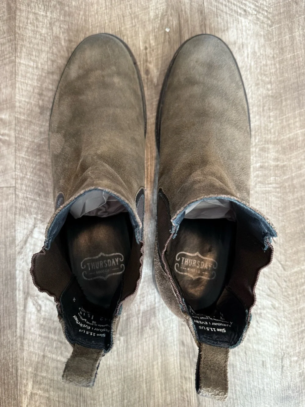 Thursday Boot Co Chelsea Boots Taupe Brown Leather Suede Mens 11.5